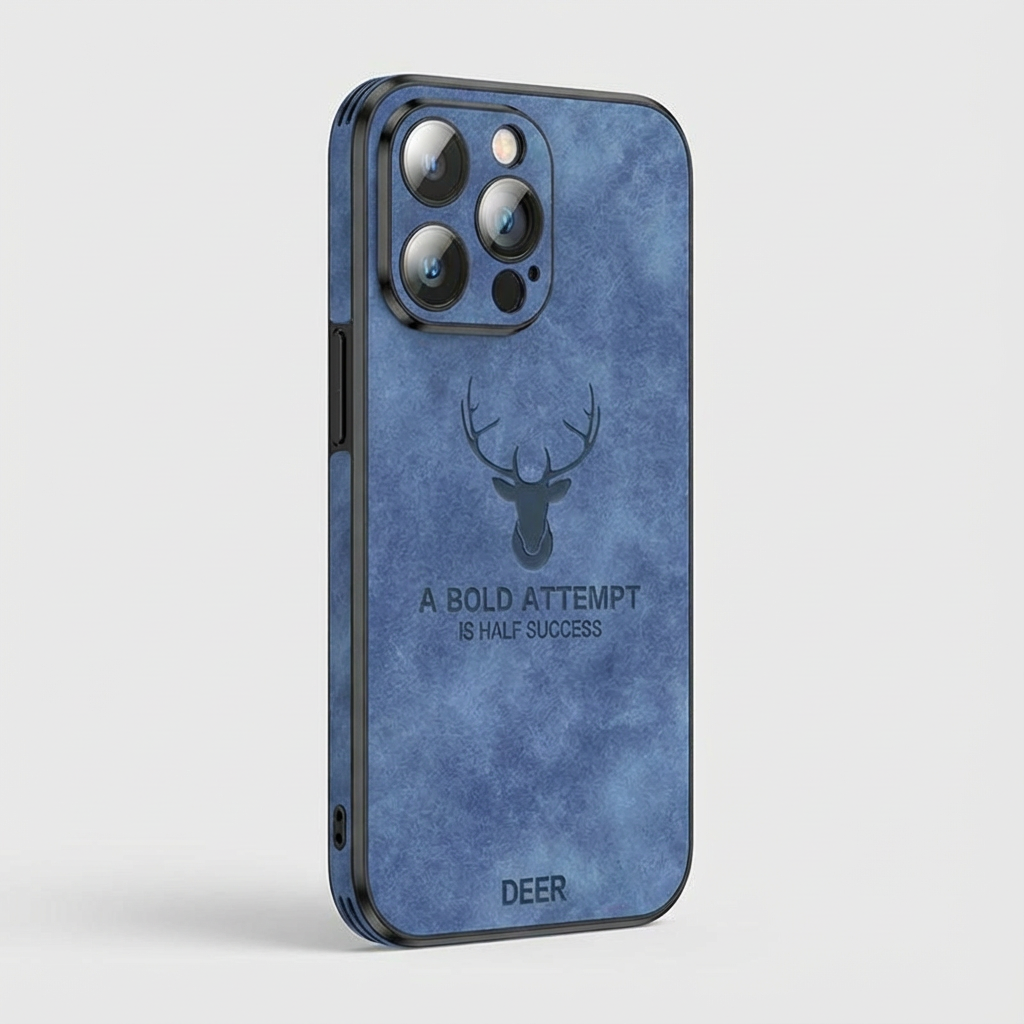 Luxury iPhone Case MagSafe Compatible Deer Leather Texture Silicone Shockproof Protective Cover Camera Lens Protection Slim Bumper Design