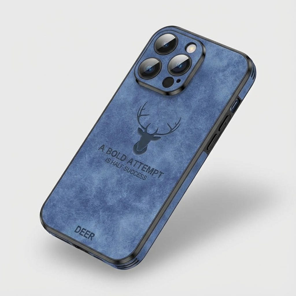 Luxury iPhone Case MagSafe Compatible Deer Leather Texture Silicone Shockproof Protective Cover Camera Lens Protection Slim Bumper Design