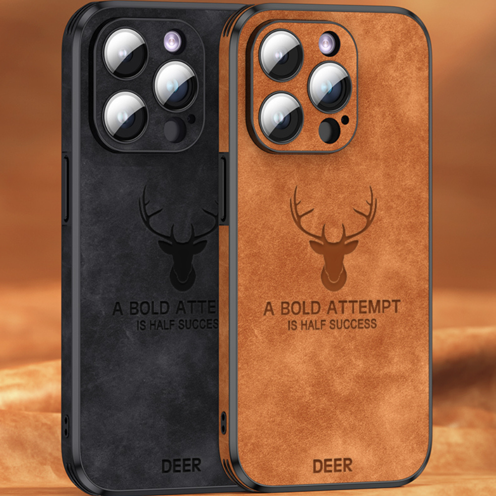 Luxury iPhone Case MagSafe Compatible Deer Leather Texture Silicone Shockproof Protective Cover Camera Lens Protection Slim Bumper Design