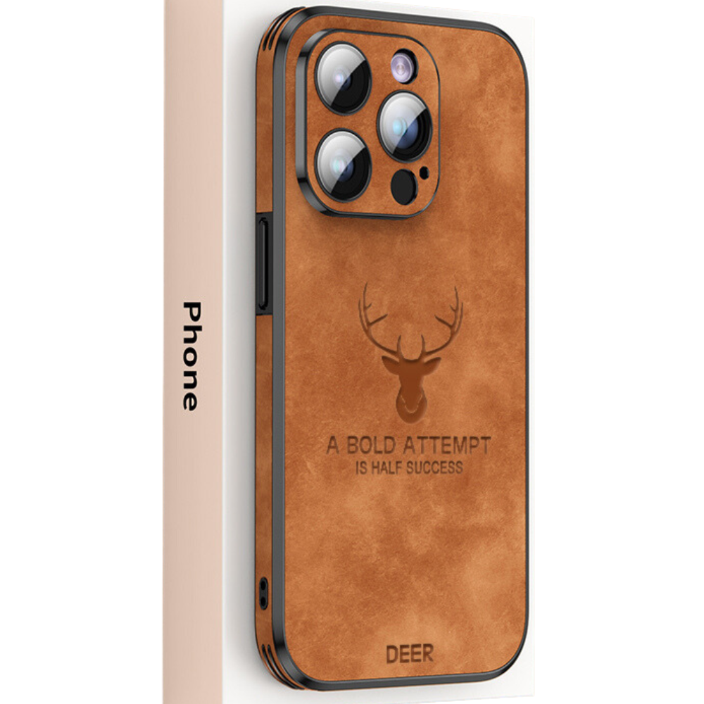 Luxury iPhone Case MagSafe Compatible Deer Leather Texture Silicone Shockproof Protective Cover Camera Lens Protection Slim Bumper Design