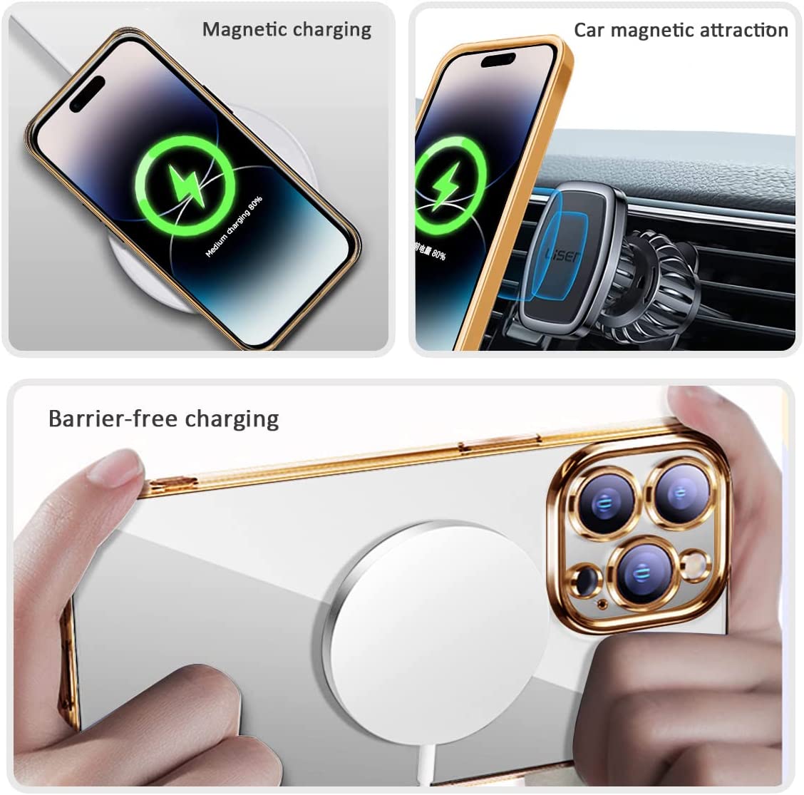 Luxury iPhone Case MagSafe Compatible Double-Sided Tempered Glass Metal Frame Shockproof Protective Cover 360 Full Body Magnetic Fit Camera Lens Protection Ultra Thin