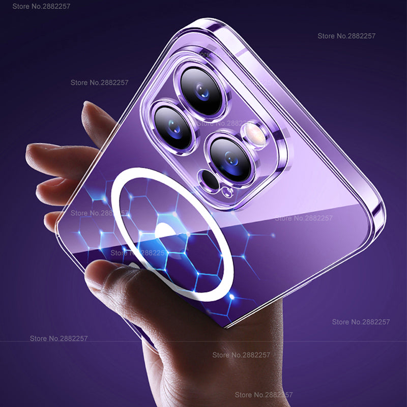 Luxury iPhone Case MagSafe Compatible Double-Sided Tempered Glass Metal Frame Shockproof Protective Cover 360 Full Body Magnetic Fit Camera Lens Protection Ultra Thin