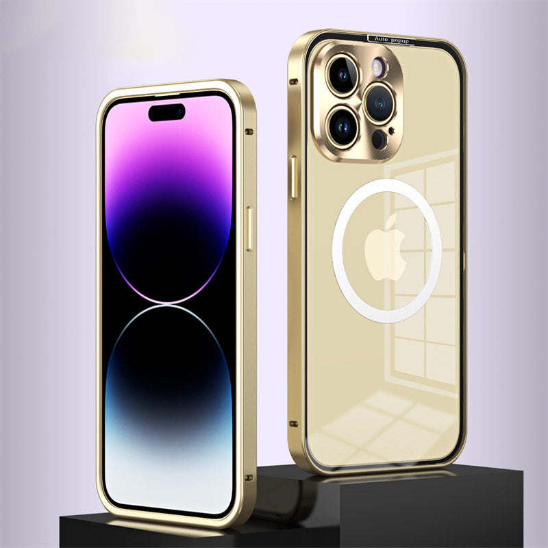 Luxury iPhone Case MagSafe Compatible Double-Sided Tempered Glass Metal Frame Shockproof Protective Cover 360 Full Body Magnetic Fit Camera Lens Protection Ultra Thin