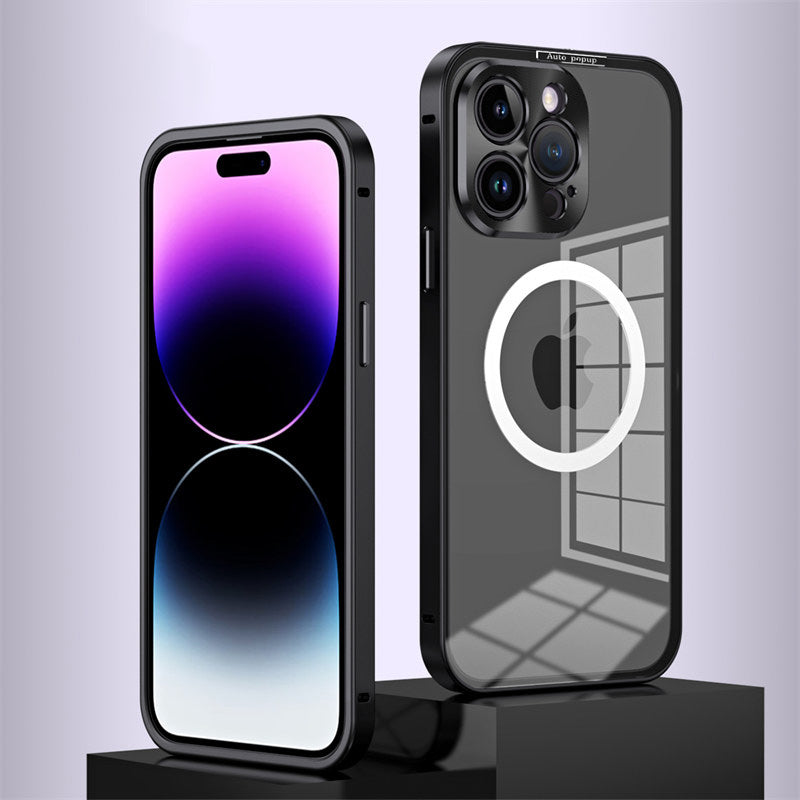 Luxury iPhone Case MagSafe Compatible Double-Sided Tempered Glass Metal Frame Shockproof Protective Cover 360 Full Body Magnetic Fit Camera Lens Protection Ultra Thin