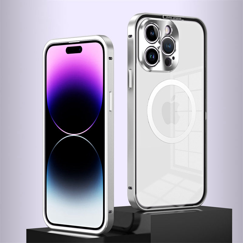 Luxury iPhone Case MagSafe Compatible Double-Sided Tempered Glass Metal Frame Shockproof Protective Cover 360 Full Body Magnetic Fit Camera Lens Protection Ultra Thin