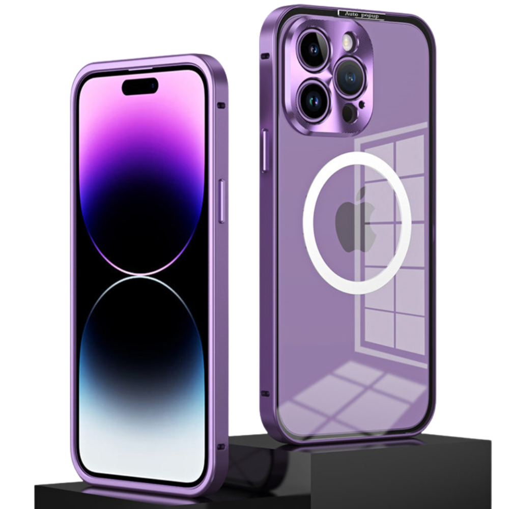 Luxury iPhone Case MagSafe Compatible Double-Sided Tempered Glass Metal Frame Shockproof Protective Cover 360 Full Body Magnetic Fit Camera Lens Protection Ultra Thin