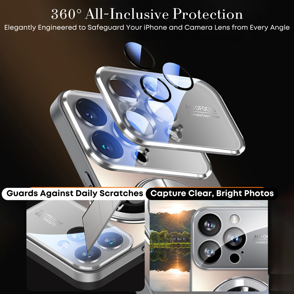 Luxury iPhone Case MagSafe Compatible Electroplated Glass Magnetic Shockproof Cover Camera Lens Protection Slim Reflective Hard Back