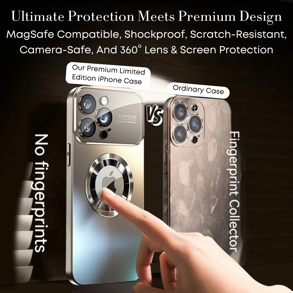 Luxury iPhone Case MagSafe Compatible Electroplated Glass Magnetic Shockproof Cover Camera Lens Protection Slim Reflective Hard Back