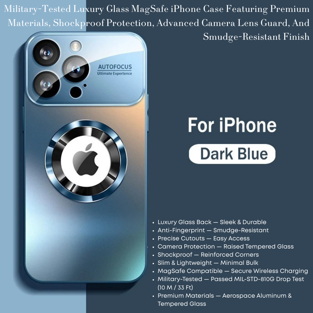 Luxury iPhone Case MagSafe Compatible Electroplated Glass Magnetic Shockproof Cover Camera Lens Protection Slim Reflective Hard Back
