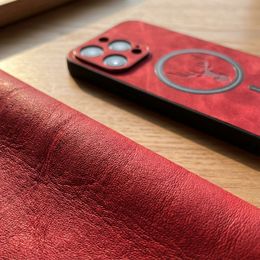 Luxury iPhone Case MagSafe Compatible Genuine Deer Leather Shockproof Protective Cover Bumper Frame Camera Lens Protection Slim Design