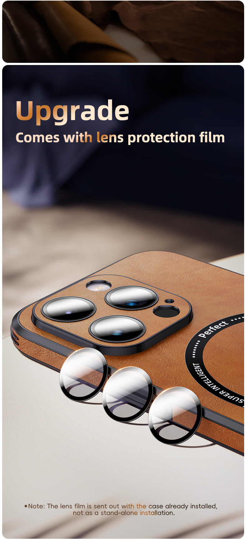 Luxury iPhone Case MagSafe Compatible Genuine Leather Shockproof Protective Cover Camera Lens Protection Magnetic Slim Design