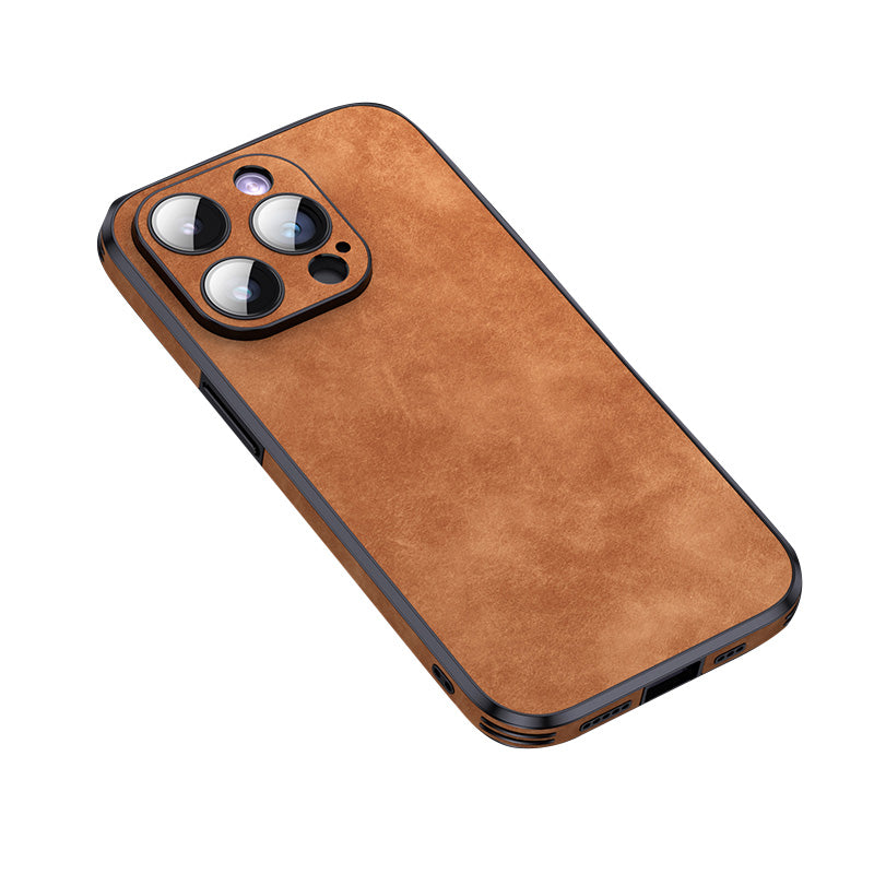 Luxury iPhone Case MagSafe Compatible Genuine Leather Shockproof Protective Cover Camera Lens Protection Slim Design