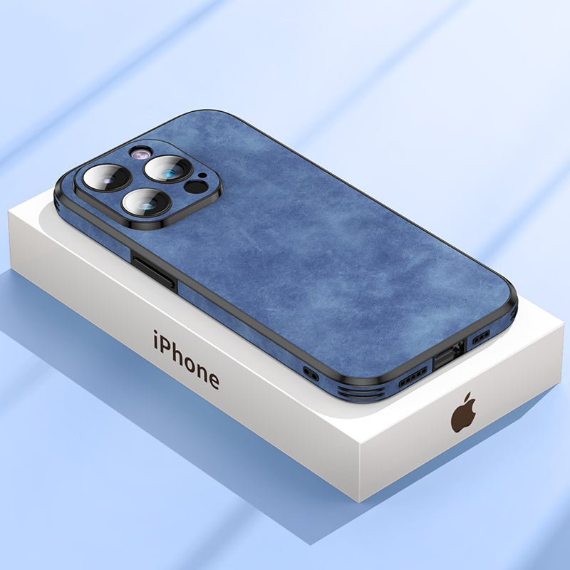 Luxury iPhone Case MagSafe Compatible Genuine Leather Shockproof Protective Cover Camera Lens Protection Slim Design