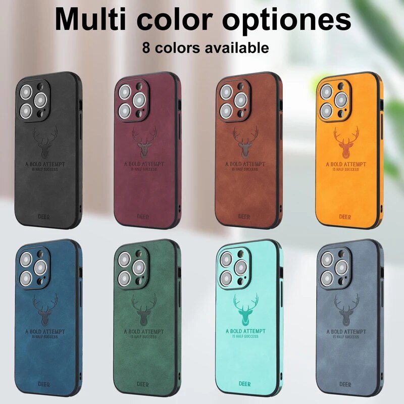 Luxury iPhone Case MagSafe Compatible Genuine Leather Vintage Texture Shockproof Protective Cover Camera Lens Protection Slim Design
