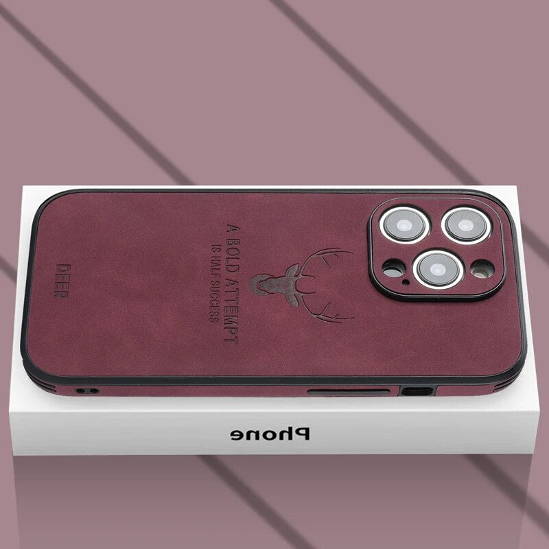 Luxury iPhone Case MagSafe Compatible Genuine Leather Vintage Texture Shockproof Protective Cover Camera Lens Protection Slim Design