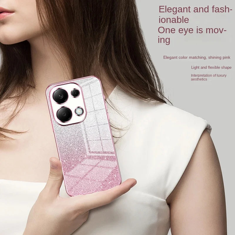 Luxury iPhone Case MagSafe Compatible Glitter TPU Shockproof Protective Cover Camera Lens Protection Slim Design