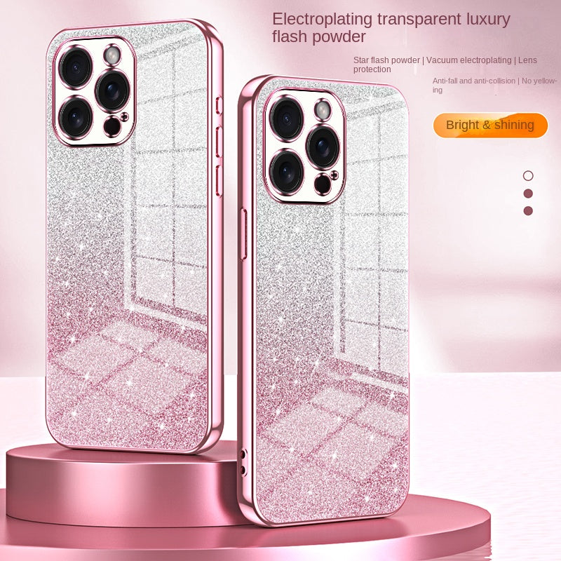Luxury iPhone Case MagSafe Compatible Glitter TPU Shockproof Protective Cover Camera Lens Protection Slim Design