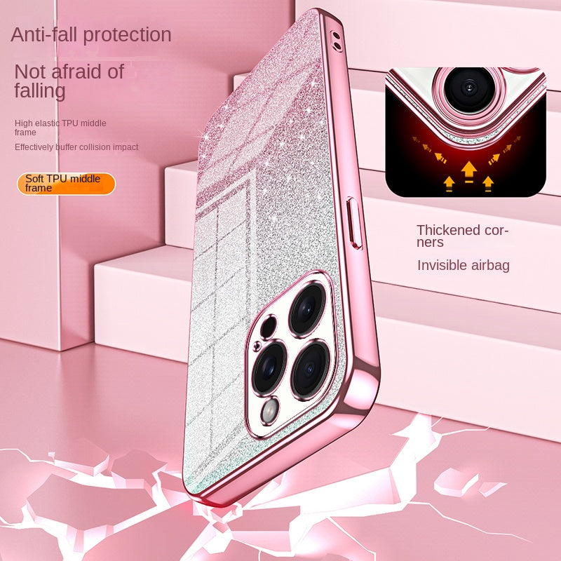 Luxury iPhone Case MagSafe Compatible Glitter TPU Shockproof Protective Cover Camera Lens Protection Slim Design