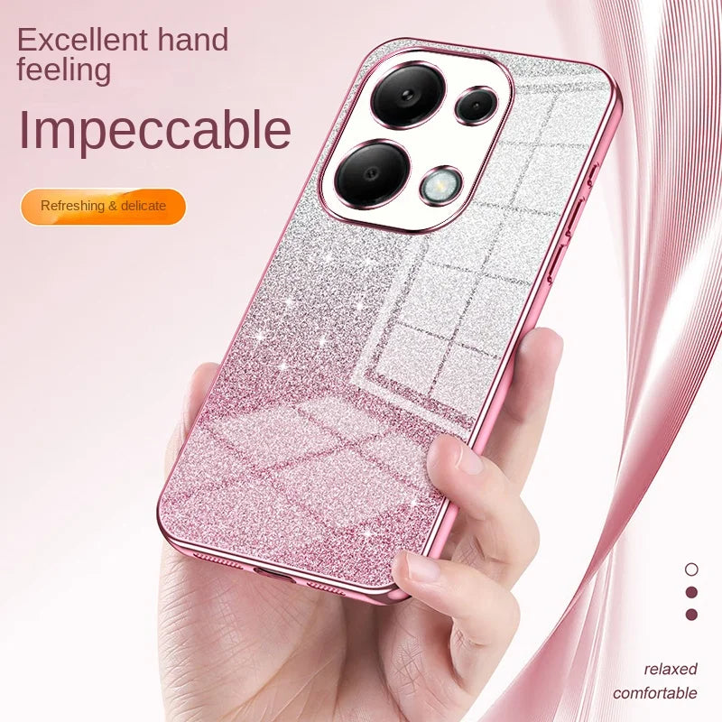 Luxury iPhone Case MagSafe Compatible Glitter TPU Shockproof Protective Cover Camera Lens Protection Slim Design