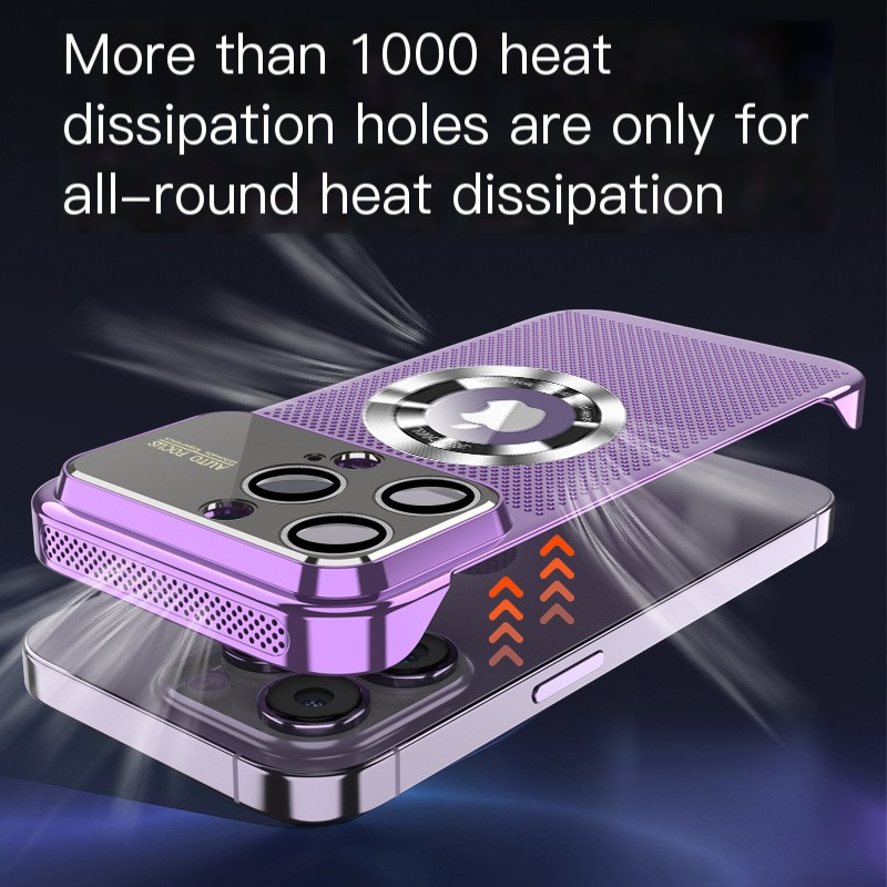 Luxury iPhone Case MagSafe Compatible Heat Dissipation Metal Frame Shockproof Protective Cover Camera Lens Protection Electroplated Design Slim Profile
