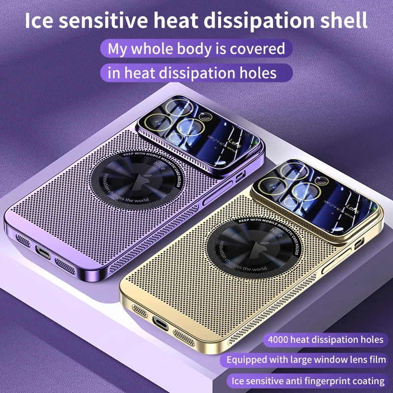 Luxury iPhone Case MagSafe Compatible Heat Dissipation Metal Frame Shockproof Protective Cover Camera Lens Protection Electroplated Design Slim Profile