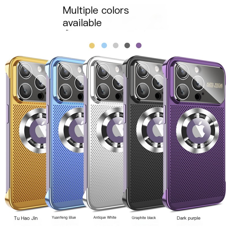 Luxury iPhone Case MagSafe Compatible Heat Dissipation Metal Frame Shockproof Protective Cover Camera Lens Protection Electroplated Design Slim Profile