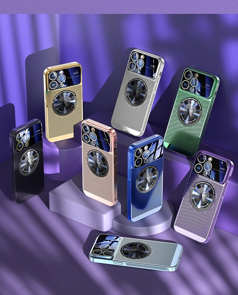 Luxury iPhone Case MagSafe Compatible Heat Dissipation Metal Frame Shockproof Protective Cover Camera Lens Protection Electroplated Design Slim Profile