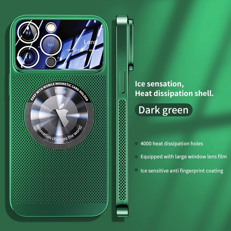 Luxury iPhone Case MagSafe Compatible Heat Dissipation Metal Frame Shockproof Protective Cover Camera Lens Protection Electroplated Design Slim Profile