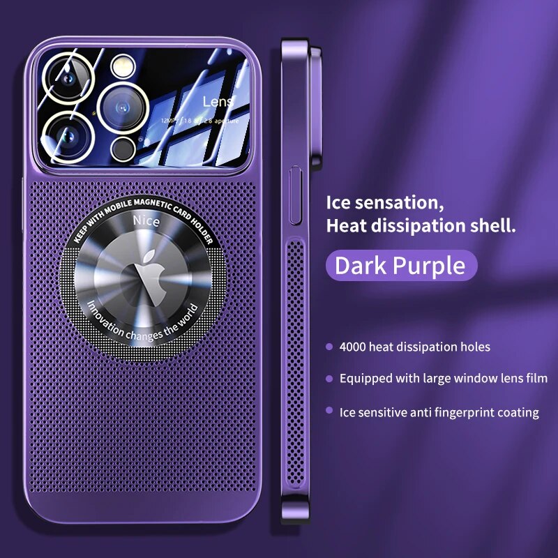 Luxury iPhone Case MagSafe Compatible Heat Dissipation Metal Frame Shockproof Protective Cover Camera Lens Protection Electroplated Design Slim Profile