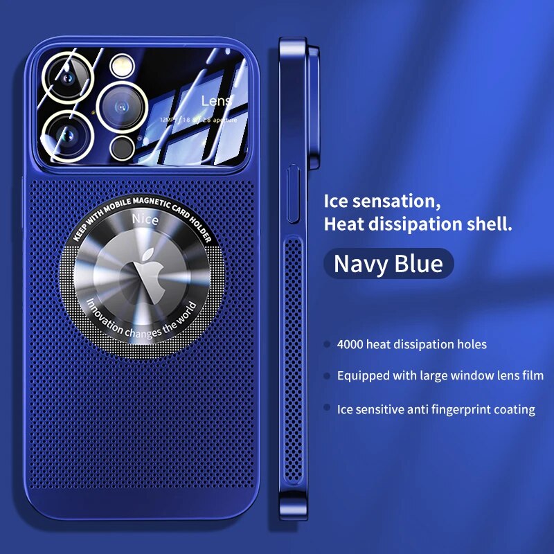 Luxury iPhone Case MagSafe Compatible Heat Dissipation Metal Frame Shockproof Protective Cover Camera Lens Protection Electroplated Design Slim Profile