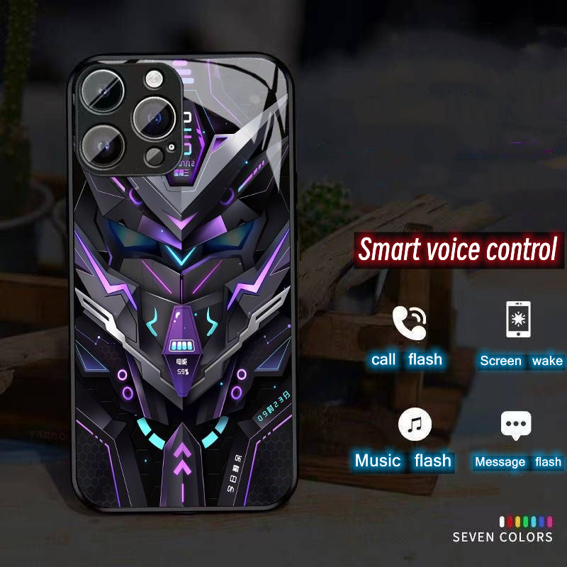 Luxury iPhone Case MagSafe Compatible LED Notification Light Shockproof Protective Cover Mecha Design Camera Lens Protection Ultra Thin