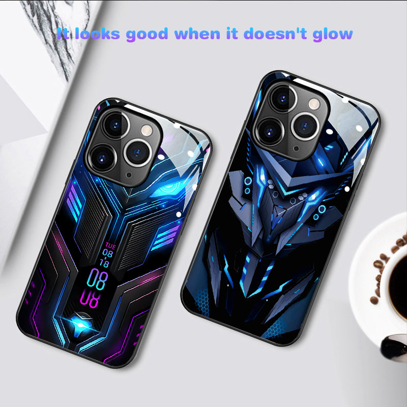 Luxury iPhone Case MagSafe Compatible LED Notification Light Shockproof Protective Cover Mecha Design Camera Lens Protection Ultra Thin