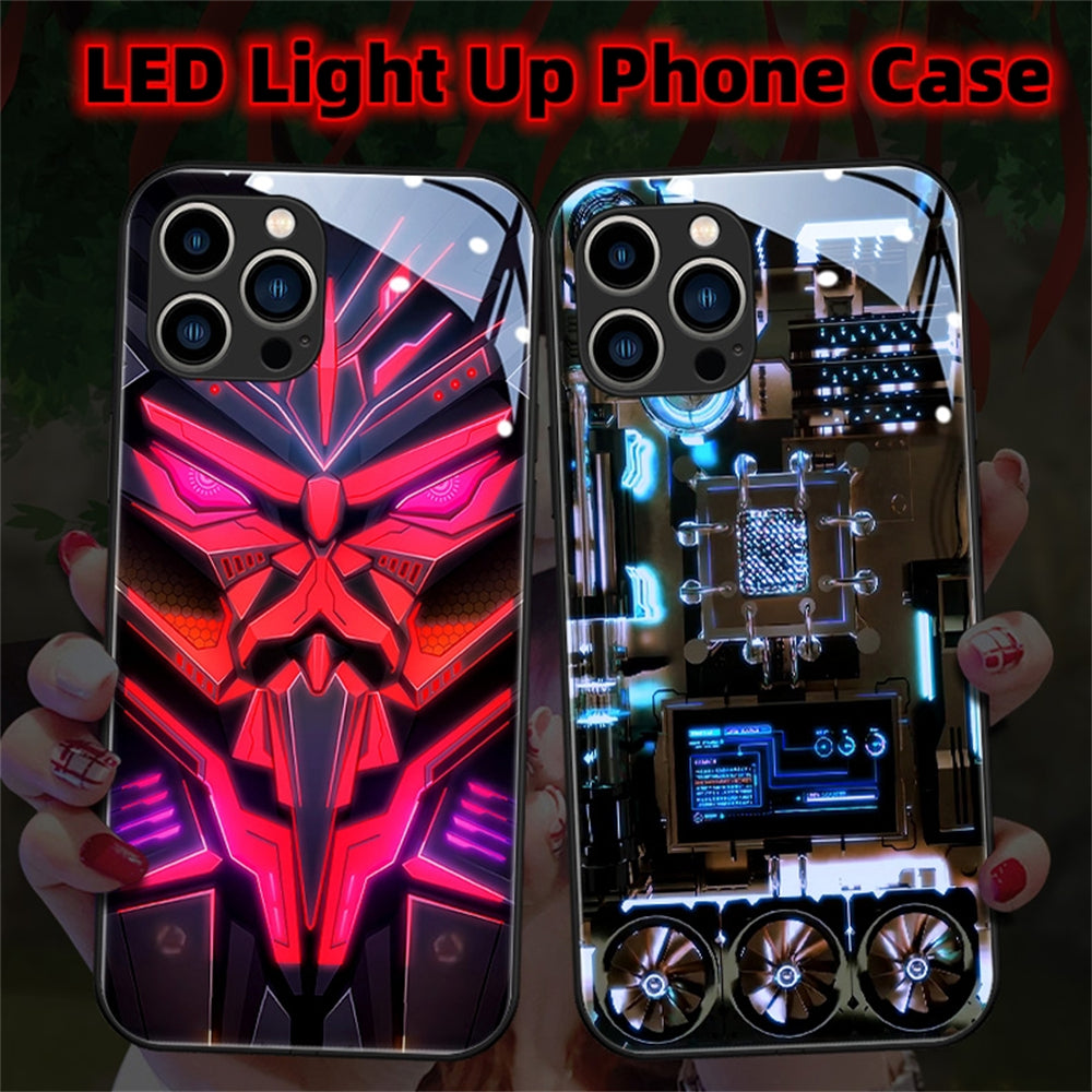 Luxury iPhone Case MagSafe Compatible LED Notification Light Shockproof Protective Cover Mecha Design Camera Lens Protection Ultra Thin