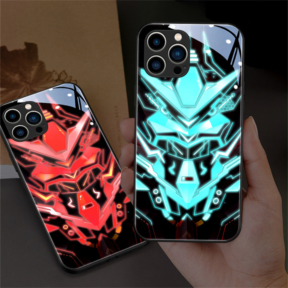 Luxury iPhone Case MagSafe Compatible LED Notification Light Shockproof Protective Cover Mecha Design Camera Lens Protection Ultra Thin