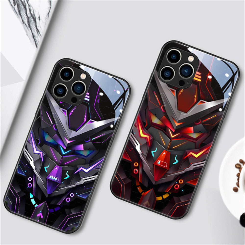 Luxury iPhone Case MagSafe Compatible LED Notification Light Shockproof Protective Cover Mecha Design Camera Lens Protection Ultra Thin