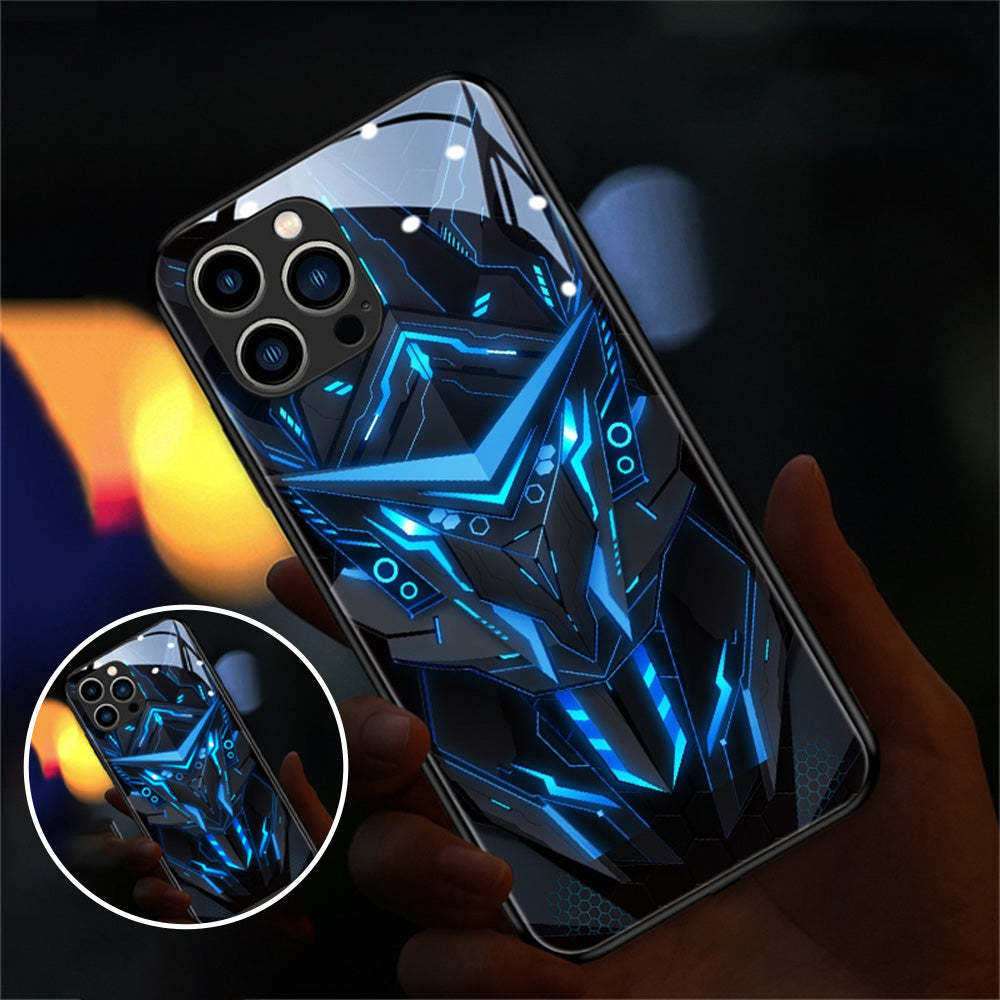 Luxury iPhone Case MagSafe Compatible LED Notification Light Shockproof Protective Cover Mecha Design Camera Lens Protection Ultra Thin
