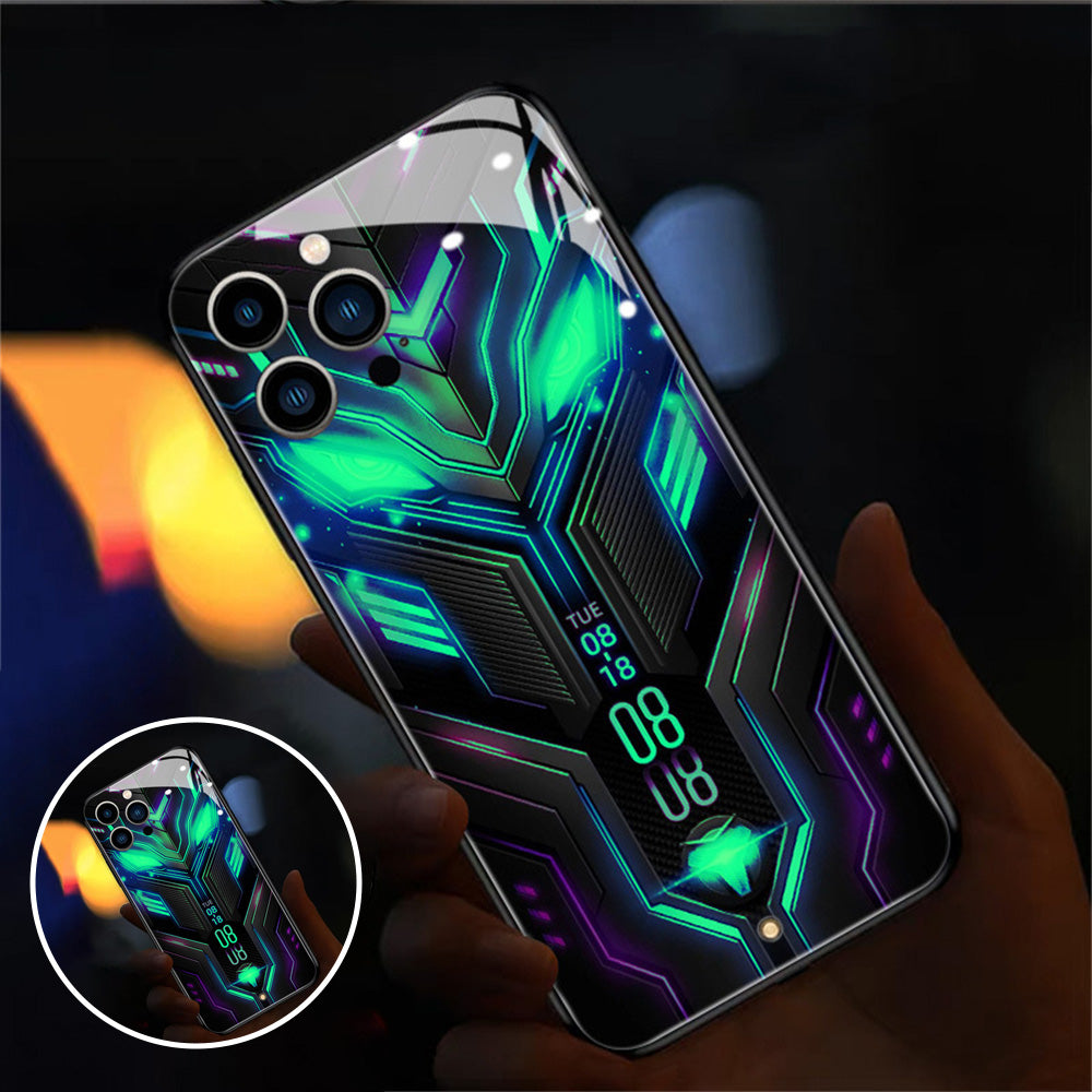 Luxury iPhone Case MagSafe Compatible LED Notification Light Shockproof Protective Cover Mecha Design Camera Lens Protection Ultra Thin