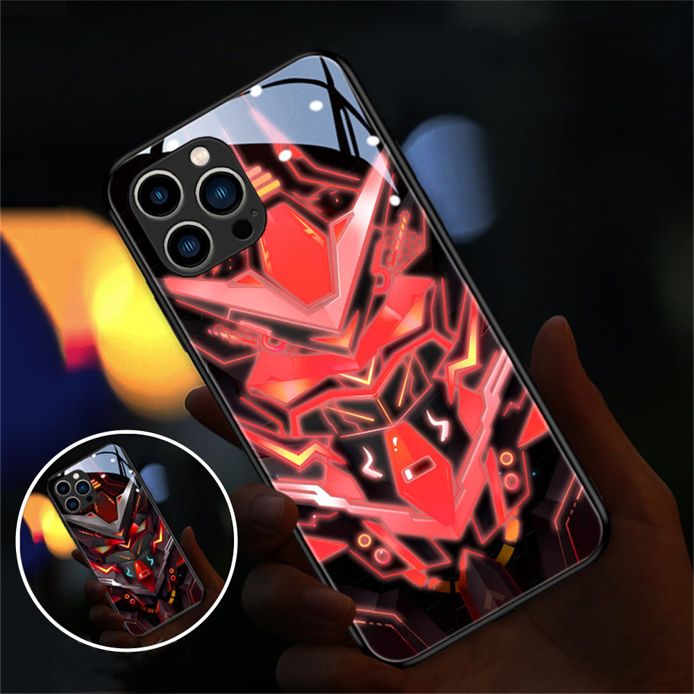 Luxury iPhone Case MagSafe Compatible LED Notification Light Shockproof Protective Cover Mecha Design Camera Lens Protection Ultra Thin