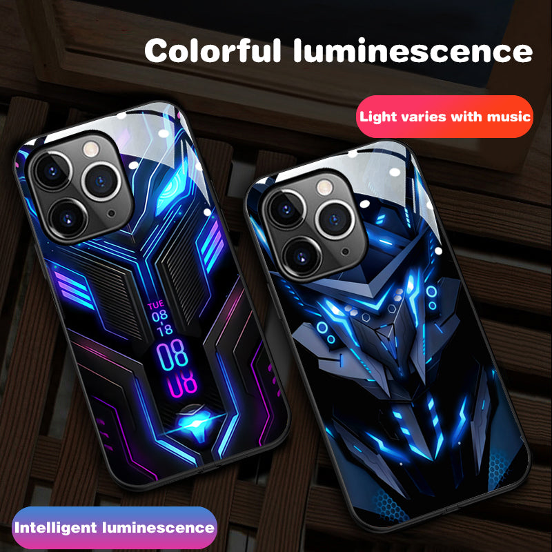 Luxury iPhone Case MagSafe Compatible LED Notification Light Shockproof Protective Cover Mecha Design Camera Lens Protection Ultra Thin