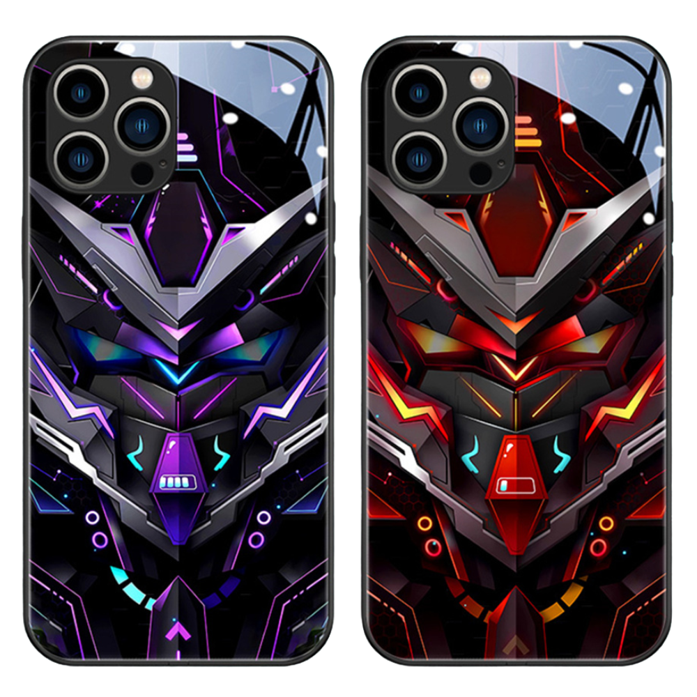 Luxury iPhone Case MagSafe Compatible LED Notification Light Shockproof Protective Cover Mecha Design Camera Lens Protection Ultra Thin