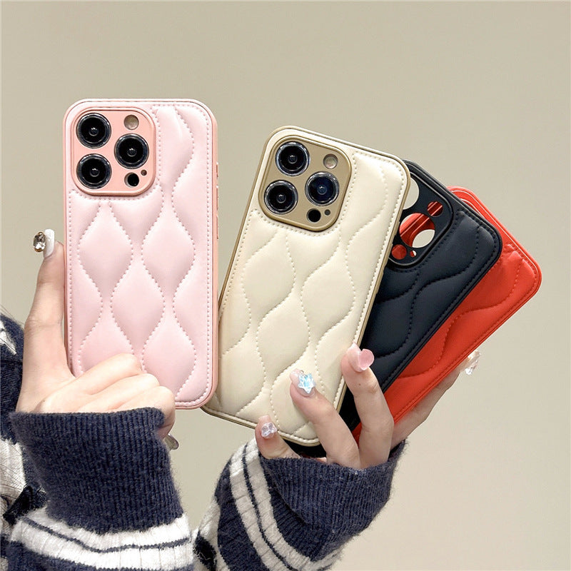 Luxury iPhone Case MagSafe Compatible Leather 3D Wave Texture Shockproof Protective Cover Silicone Bumper Camera Lens Protection Slim Design