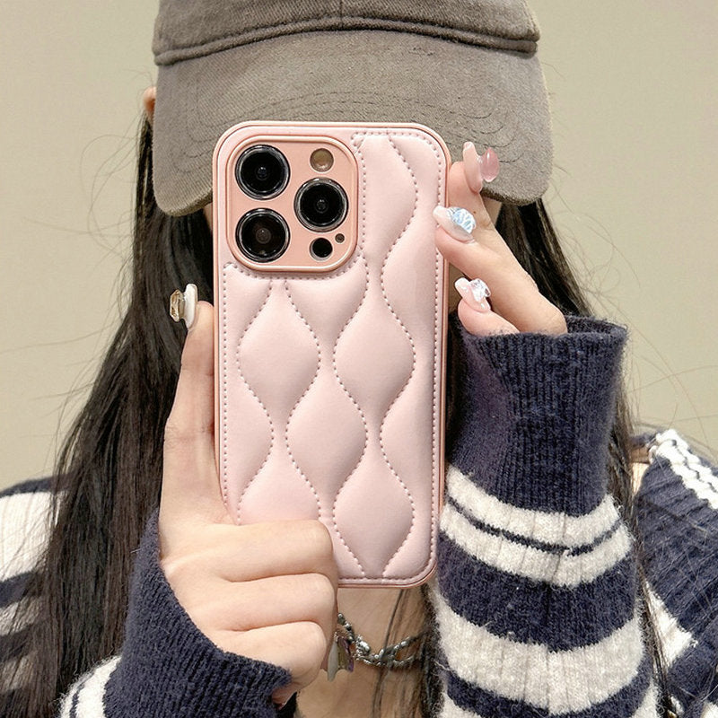 Luxury iPhone Case MagSafe Compatible Leather 3D Wave Texture Shockproof Protective Cover Silicone Bumper Camera Lens Protection Slim Design