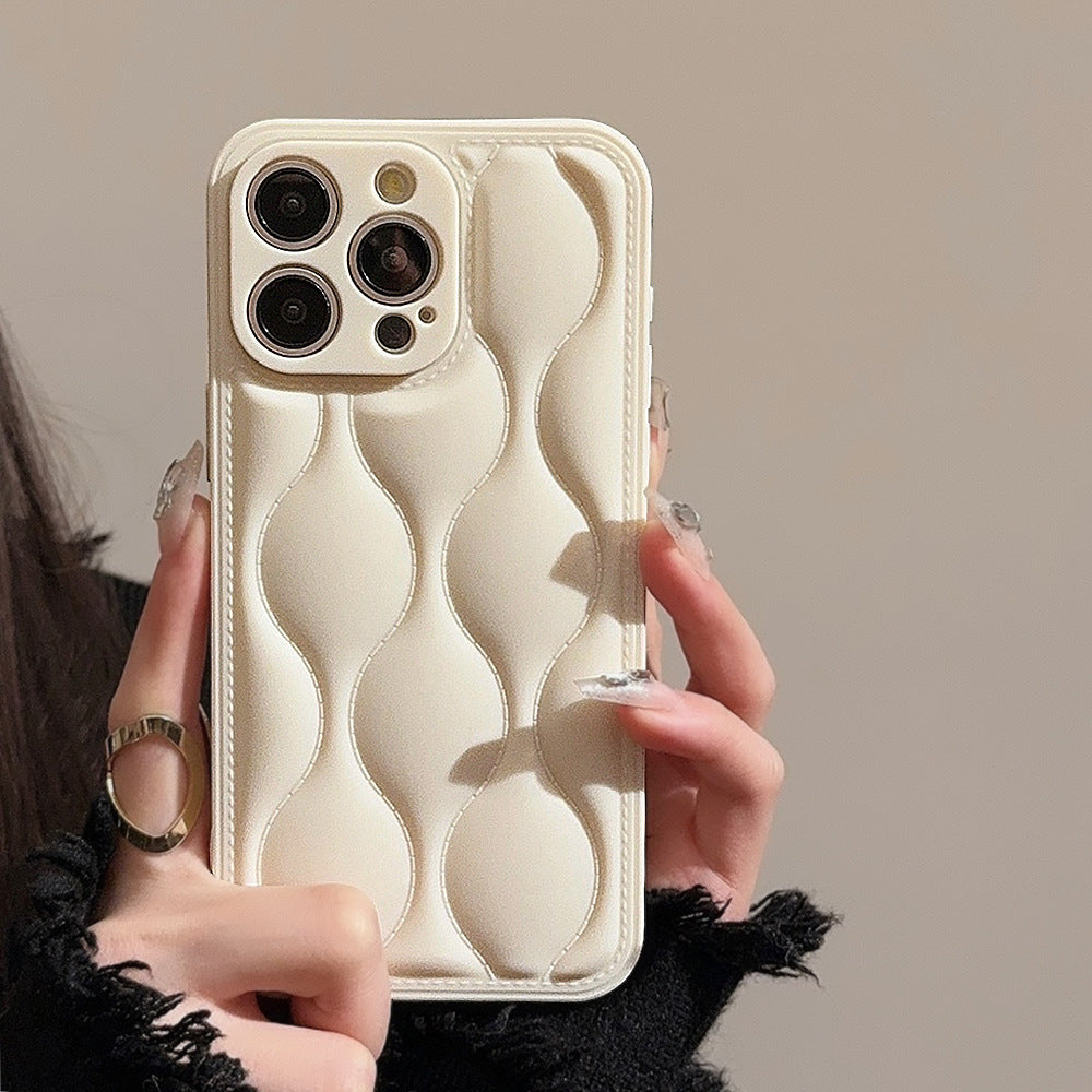 Luxury iPhone Case MagSafe Compatible Leather 3D Wave Texture Shockproof Protective Cover Silicone Bumper Camera Lens Protection Slim Design