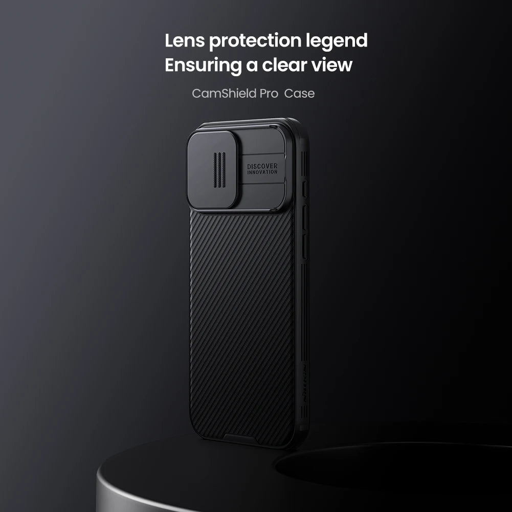 Luxury iPhone Case MagSafe Compatible Leather Texture Sliding Camera Cover Shockproof Protective Cover Camera Lens Protection Slim Design