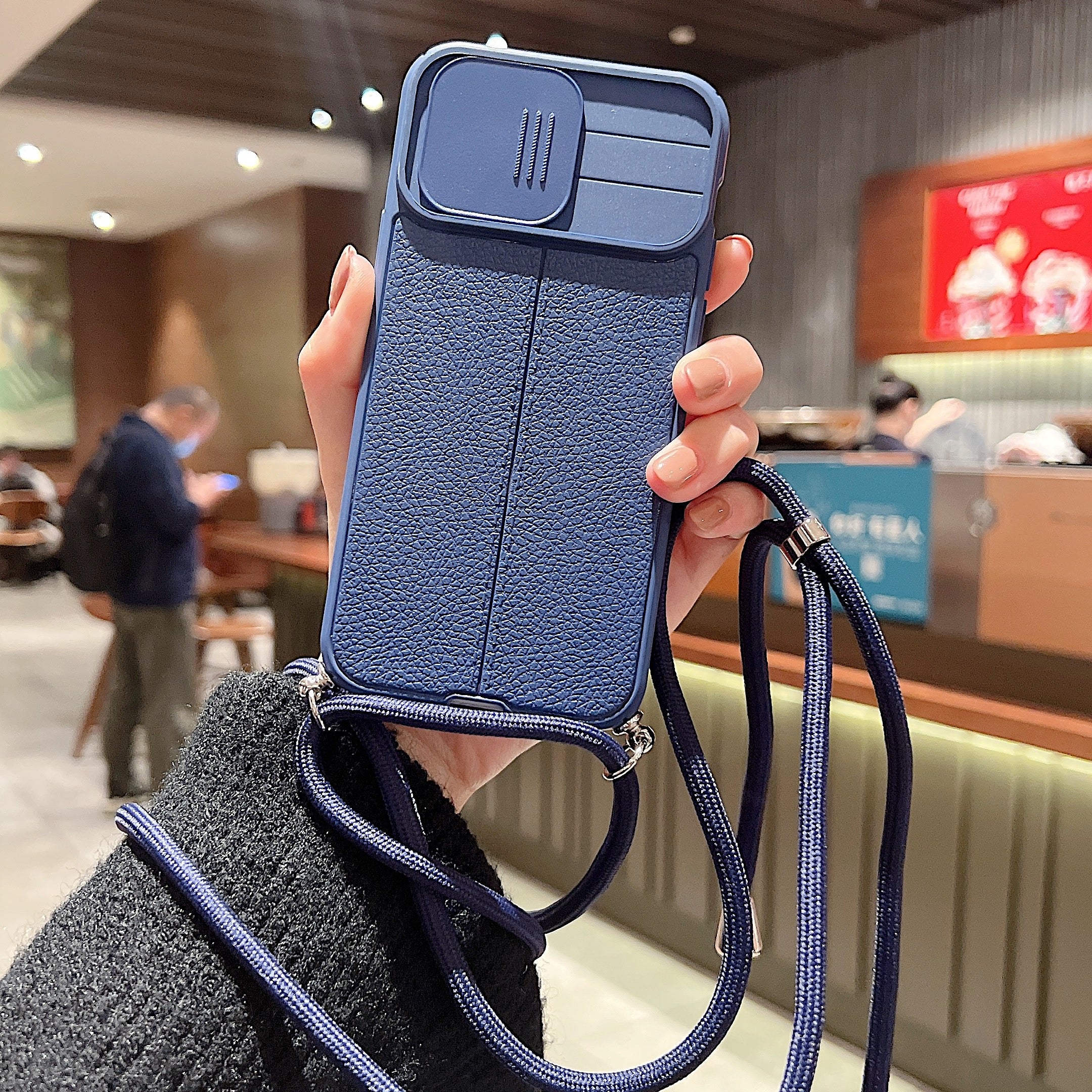 Luxury iPhone Case MagSafe Compatible Leather Texture Sliding Camera Cover Shockproof Protective Cover Camera Lens Protection Slim Design