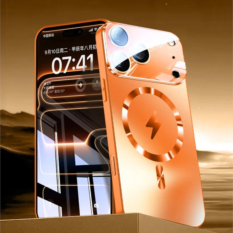 Luxury iPhone Case MagSafe Compatible Magnetic Shockproof Cover Camera Lens Protection Ultra Thin Full Protection Hard Matte PC Protective Back