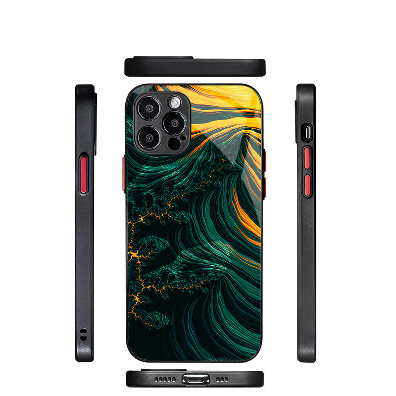 Luxury iPhone Case MagSafe Compatible Marble Texture Shockproof Protective Cover Gold Frame Design Camera Lens Protection Slim Profile