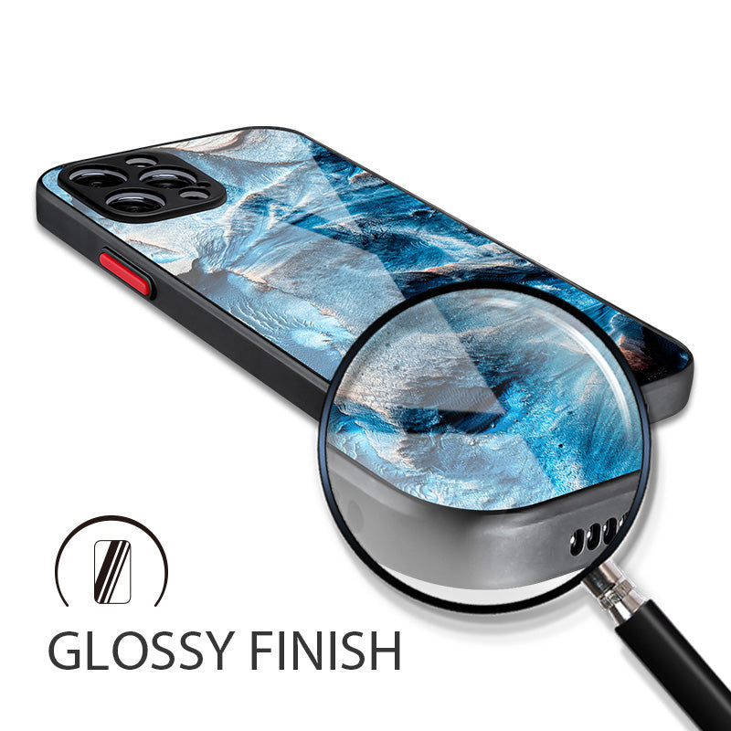 Luxury iPhone Case MagSafe Compatible Marble Texture Shockproof Protective Cover Gold Frame Design Camera Lens Protection Slim Profile