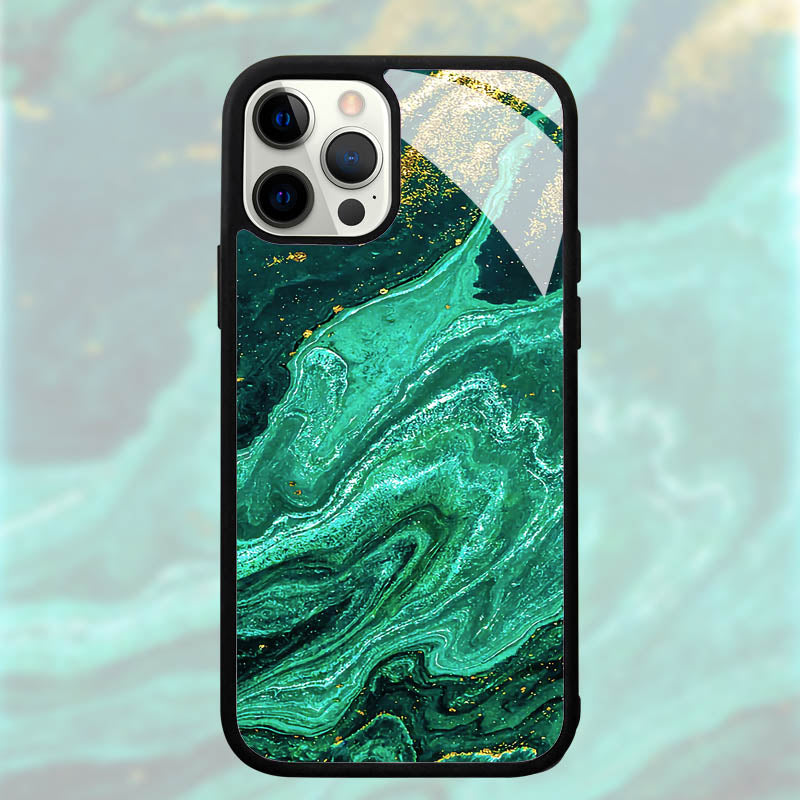 Luxury iPhone Case MagSafe Compatible Marble Texture Shockproof Protective Cover Gold Frame Design Camera Lens Protection Slim Profile