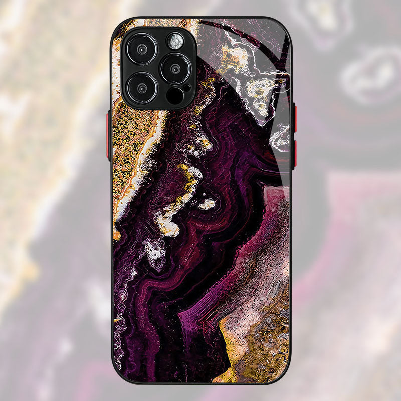 Luxury iPhone Case MagSafe Compatible Marble Texture Shockproof Protective Cover Gold Frame Design Camera Lens Protection Slim Profile